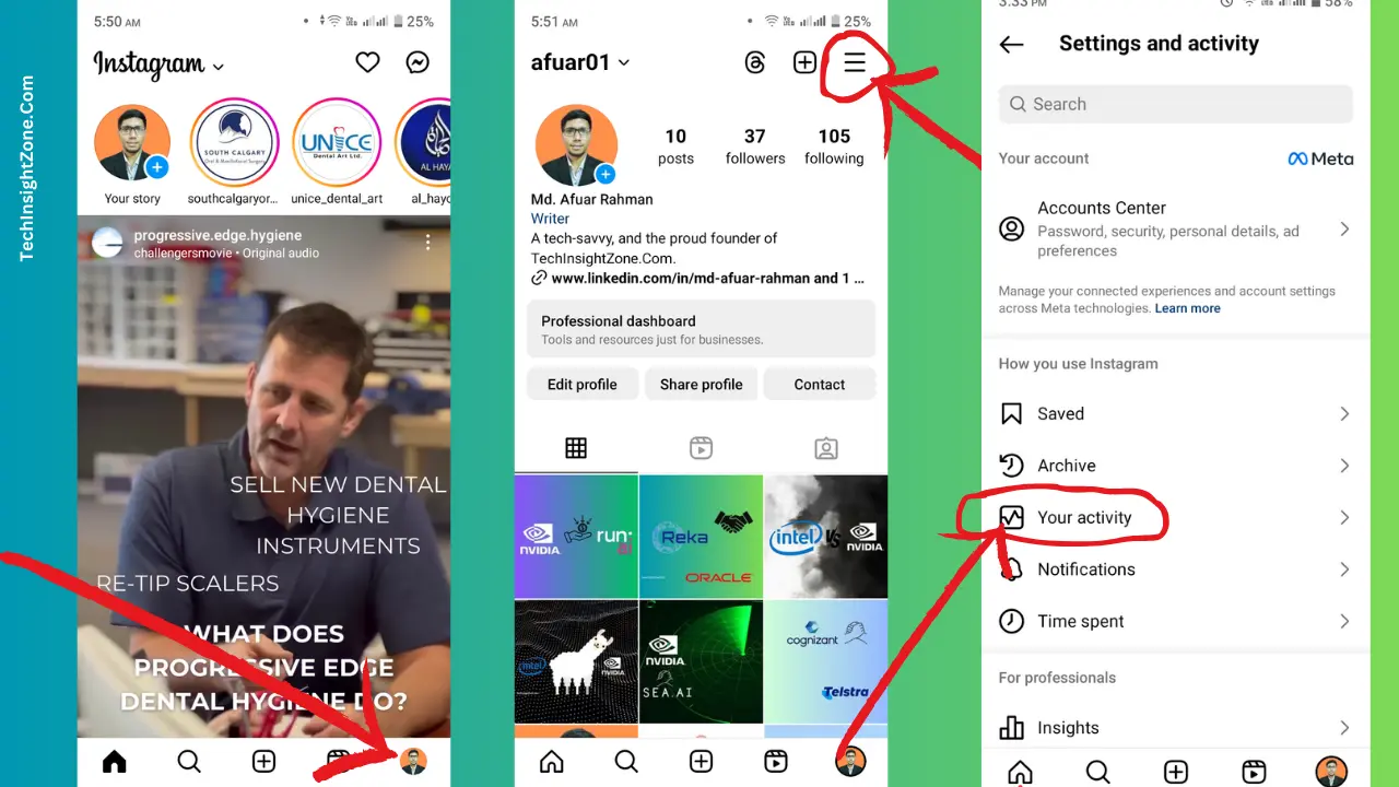 Access Your Activity Menu