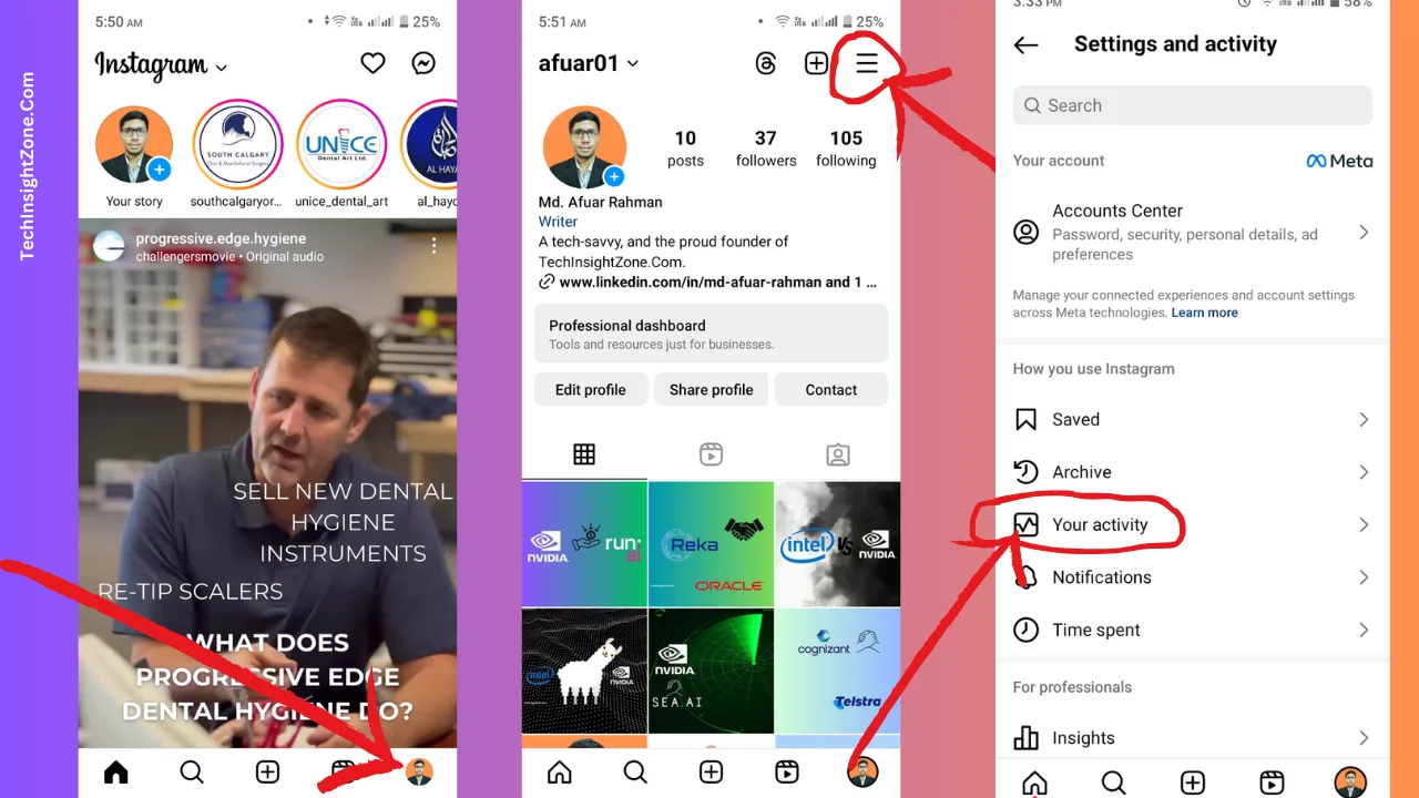 Access to Your Activity Menu