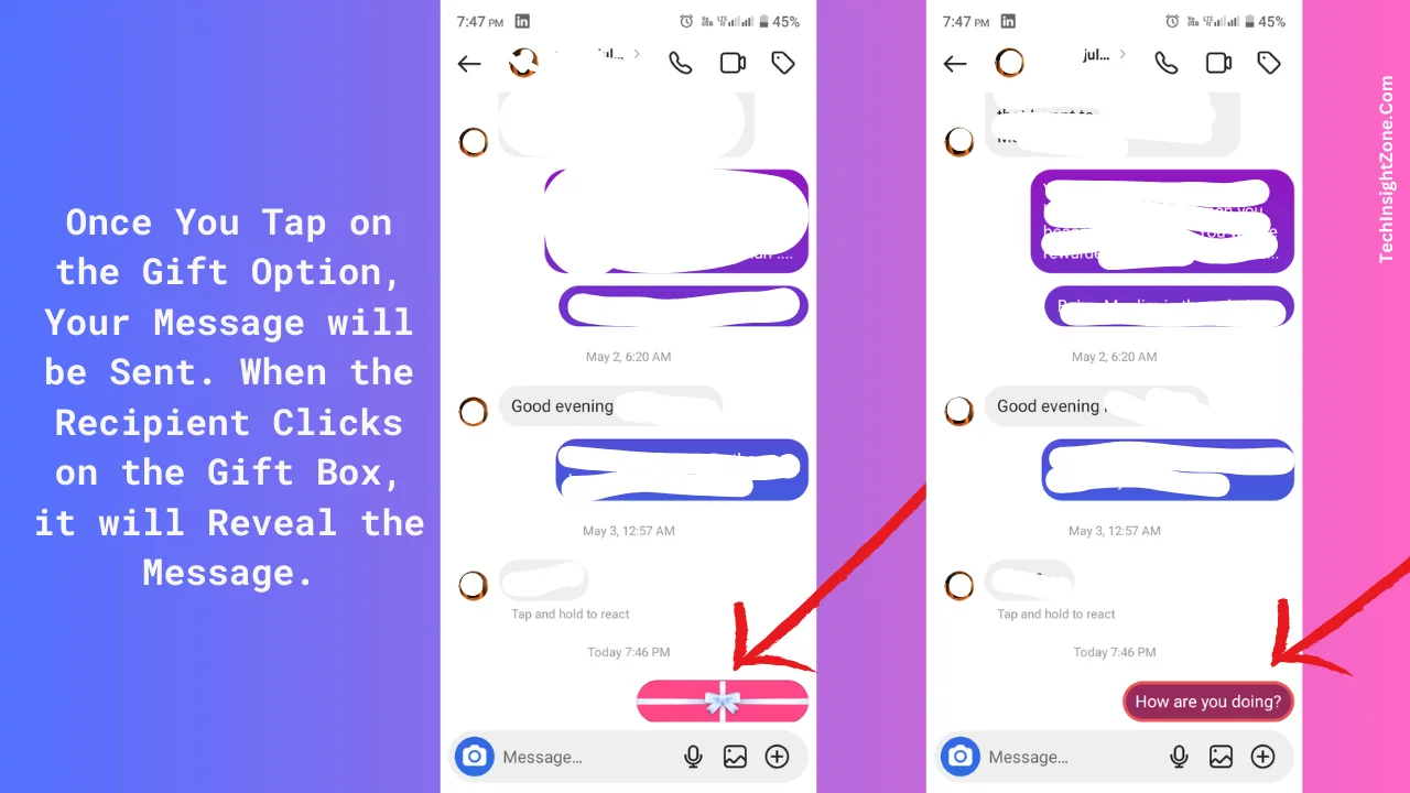 Send Your Message and Check the Gift DM feature