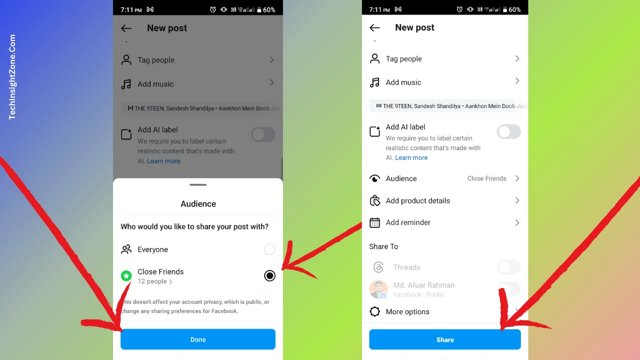 Share Posts with Close Friends