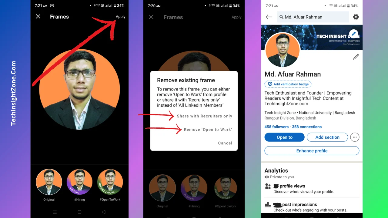 Remove Open to Work on LinkedIn