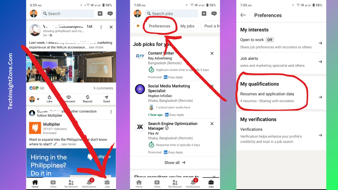 Access Job Preferences Settings