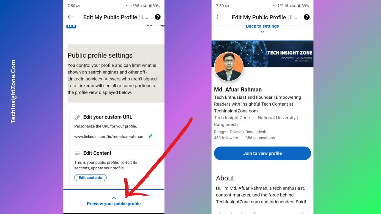 Preview Your Public Profile