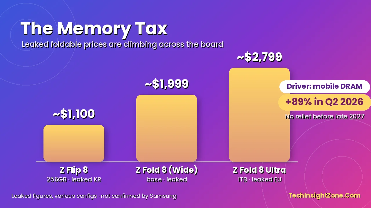 Galaxy foldable leaked prices memory tax chart